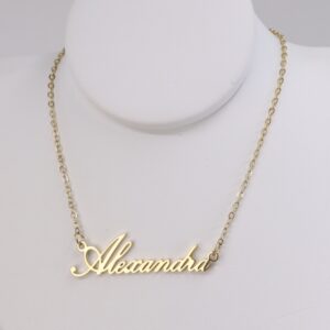 Lant cu nume - inox placat cu aur 14K Model EEL040 - Alexandra - 45+5 cm