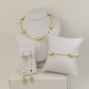 Set cercei+lant+bratara placat cu aur 14K model ST456 - 45/19/6 cm