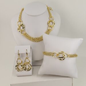 Set cercei+lant+bratara placat cu aur 14K model ST468 -  45/20/4