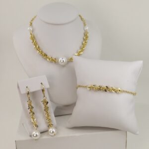 Set cercei+lant+bratara placat cu aur 14K model ST460 -  45/21/6