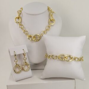 Set cercei+lant+bratara placat cu aur 14K model ST470 -  50/19/3,5