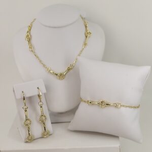 Set cercei+lant+bratara placat cu aur 14K model ST458 -  45/20/5